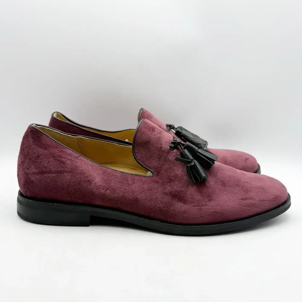 Sperry Mens Gold Exeter Tassel Loafers Size 10 Dark Red Burgundy Suede NWOB